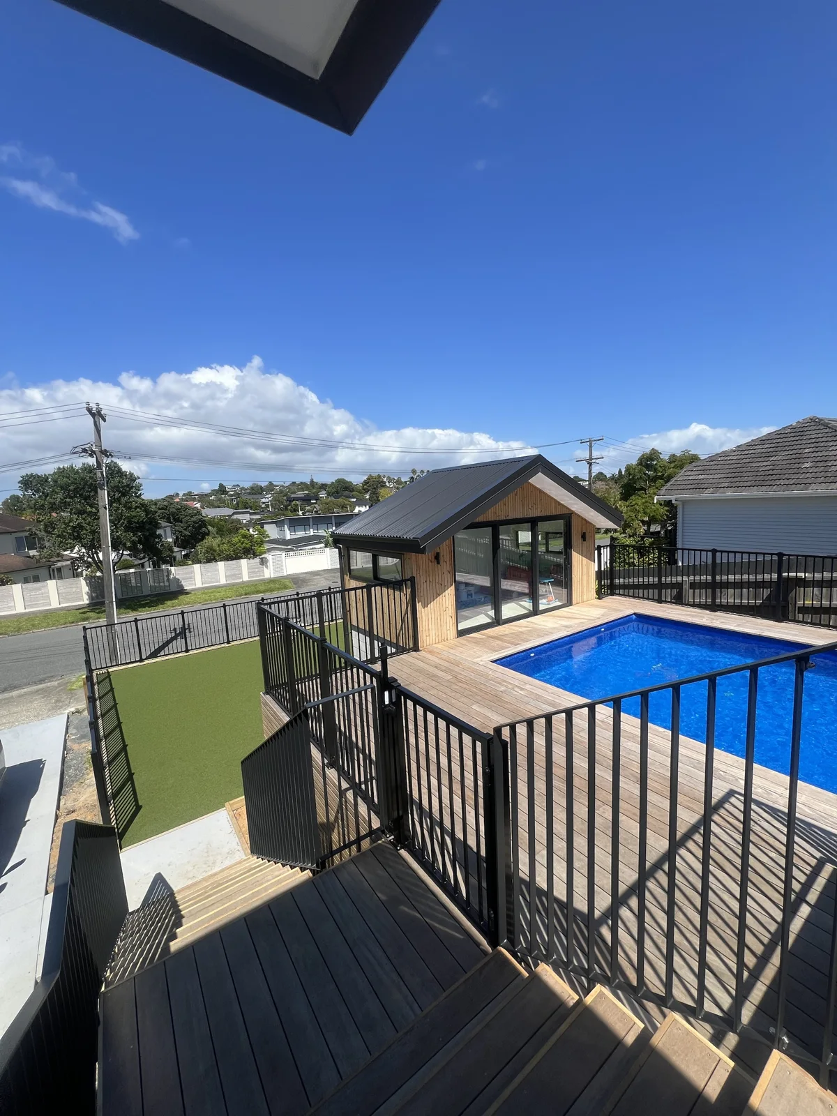 Black aluminium pool fence with matching gate